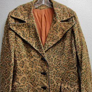 Beene Bazaar Vintage Suede Paisley Design Blazer Size Medium